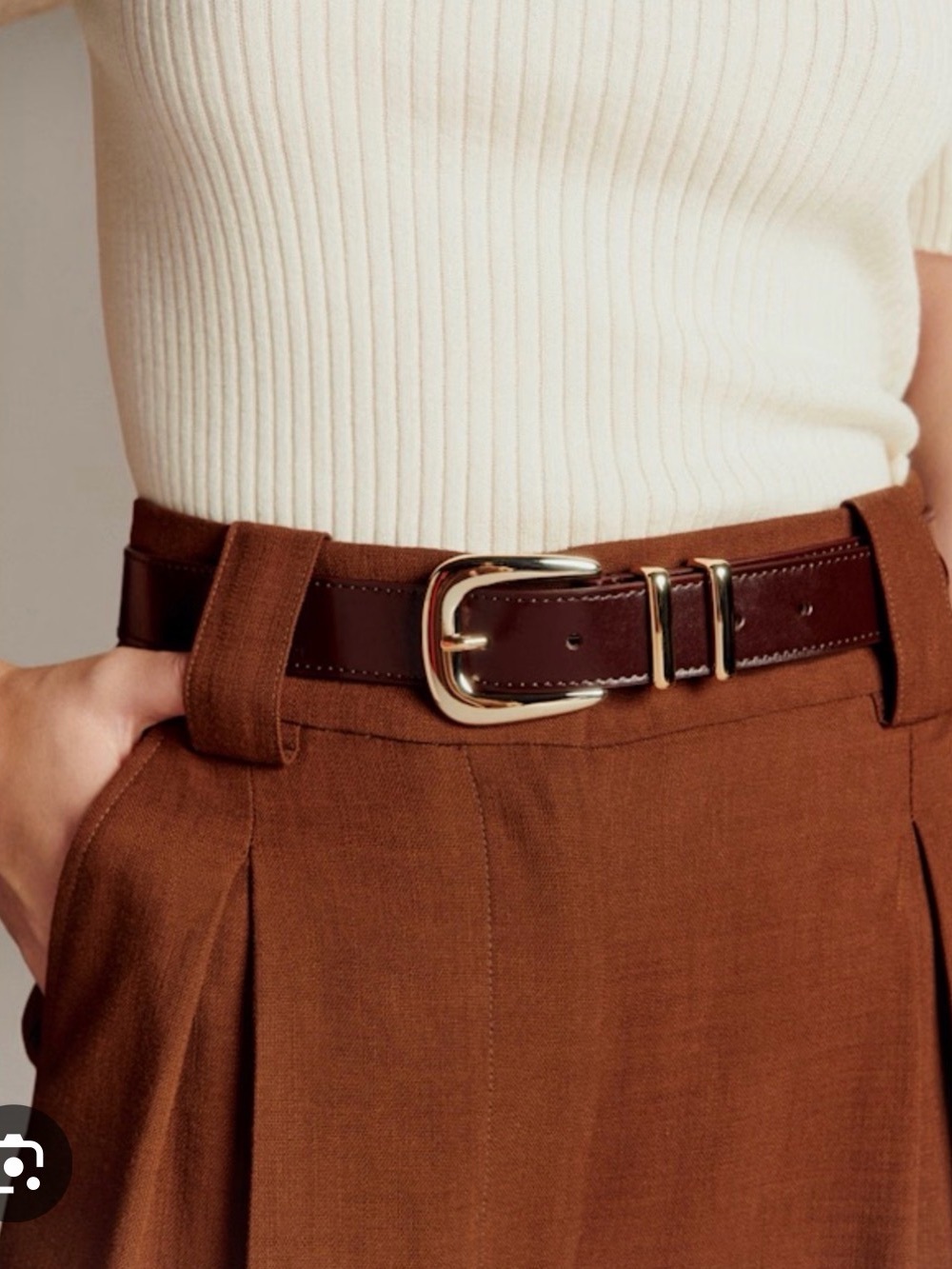 NWT Sezane Oria Belt in Patent Mahogany